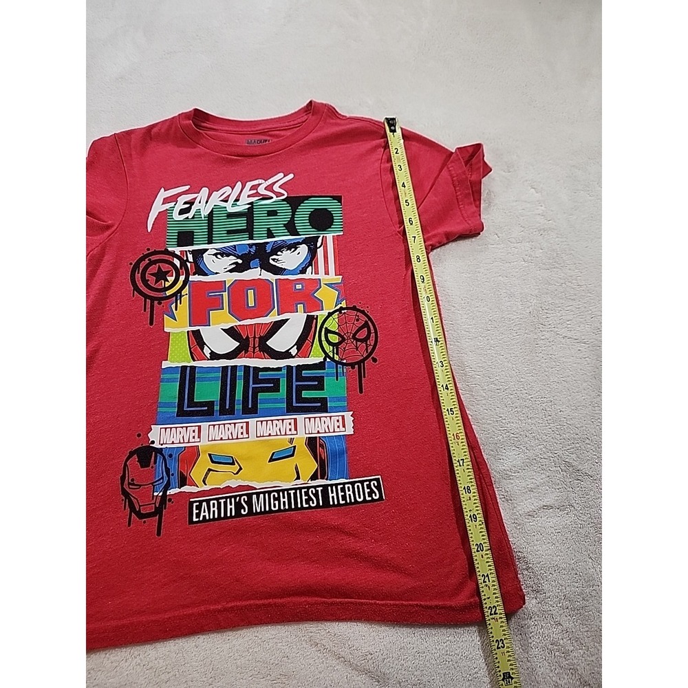 Boys Marvel Avengers Fearless Hero for Life T-shirt Large Spiderman Iron Man Euc - Picture 3 of 5